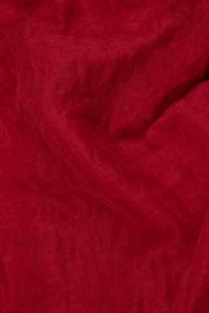 Loose Textured Cherry Red Silk Linen Shirt 5