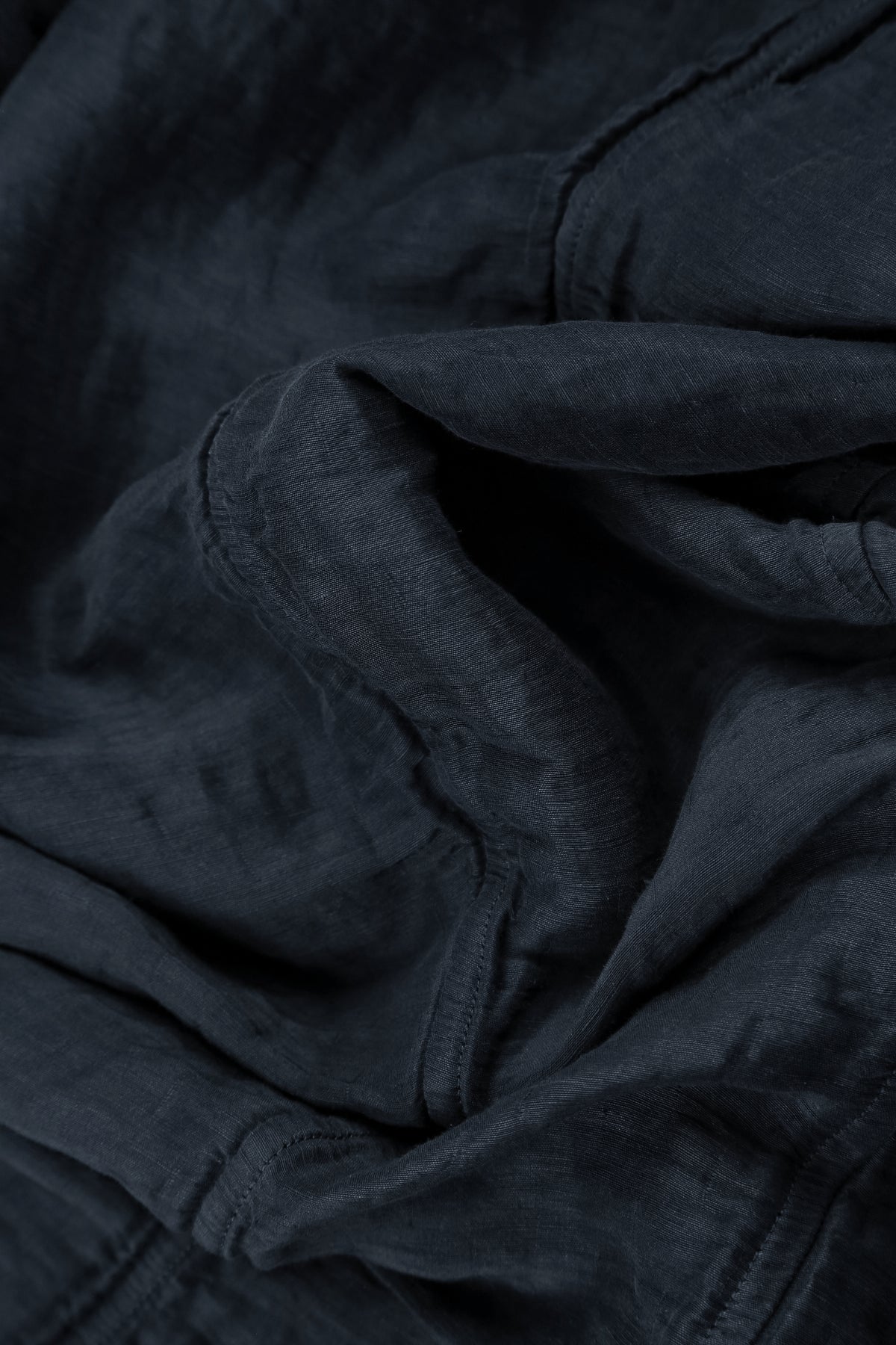 Crinkled Navy Silk Linen Trousers 5