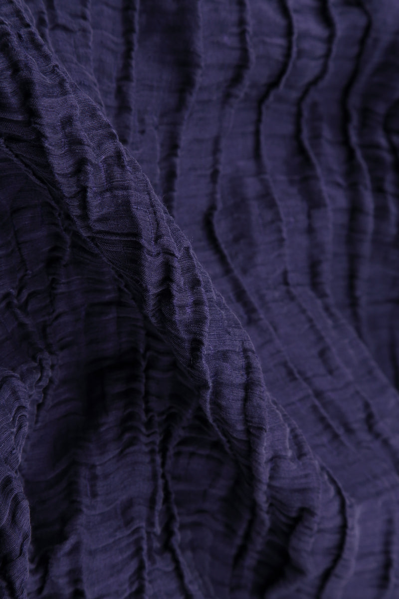 Balloon Crinkled Royal Purple Silk Linen Jacket 5