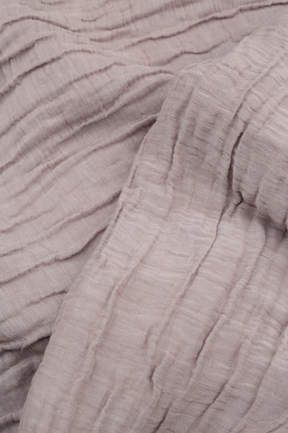 Long Sleeves Balloon Crinkled Greige Silk Linen Dress 5