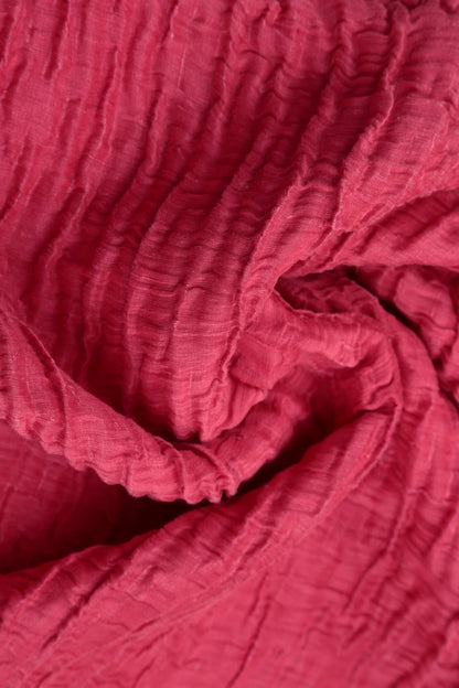 Loose Crinkled Raspberry Silk Linen Shirt 5
