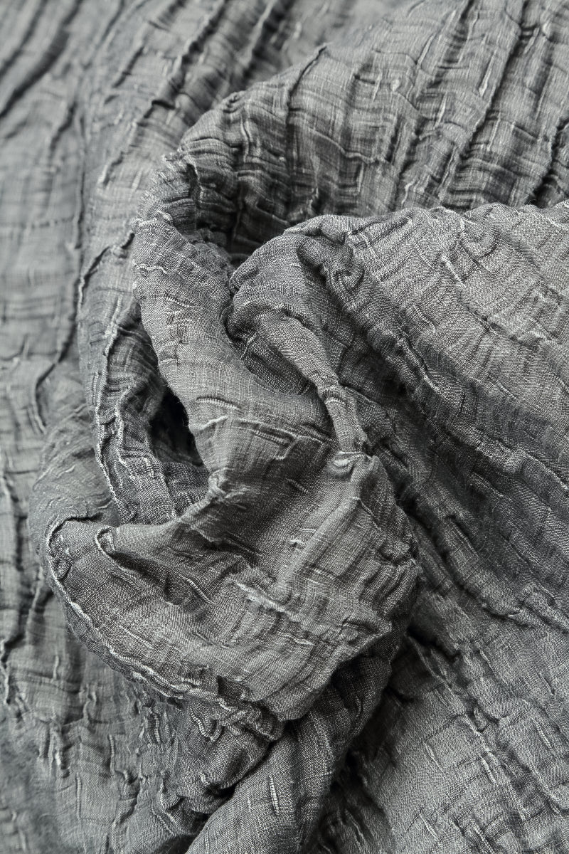 Cowl Neck Crinkled Silver Silk Blouse 5