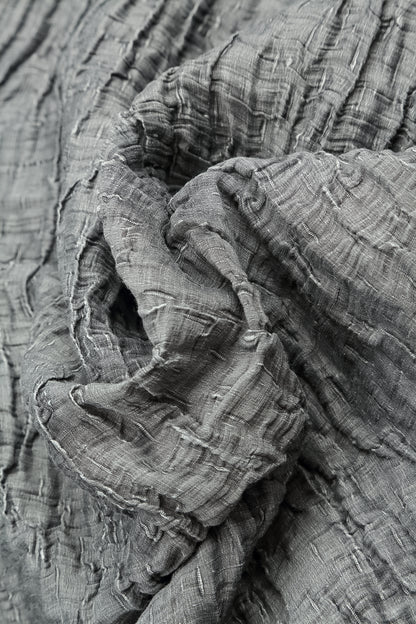 Cowl Neck Crinkled Silver Silk Blouse 5