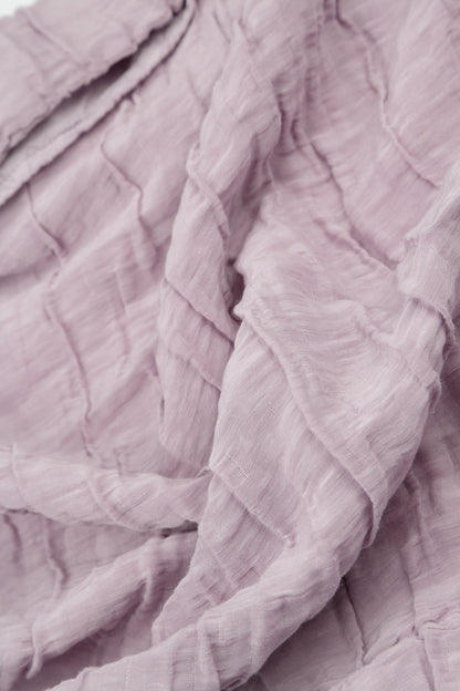 Tapered Barrel Lilac Crinkled Silk Linen Trousers 5