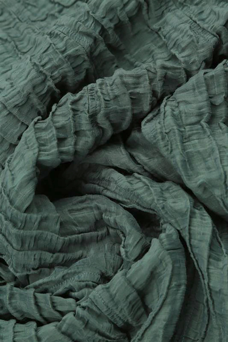 Dropped Edge Sage Crinkled Silk Tunic 5