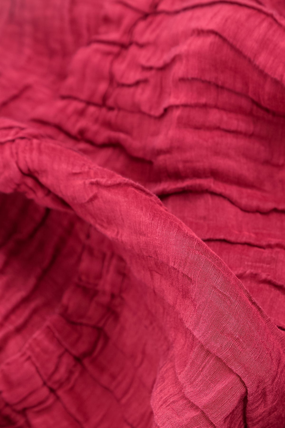 Flared Crinkled Ruby Silk Linen Tunic