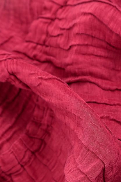 Flared Crinkled Ruby Silk Linen Tunic