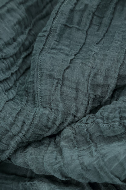 Balloon Crinkled Slate Silk Linen Dress
