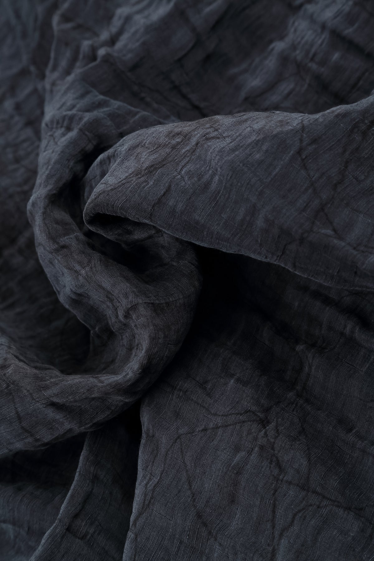 Cowl Neck Crinkled Slate Blue Marble Silk Blouse 5