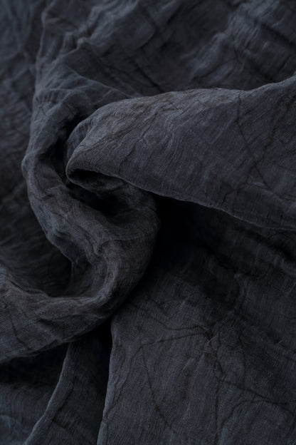 Cowl Neck Crinkled Slate Blue Marble Silk Blouse 5