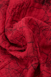 Boxy Cherry Red Marble Crinkled Silk Blouse 5