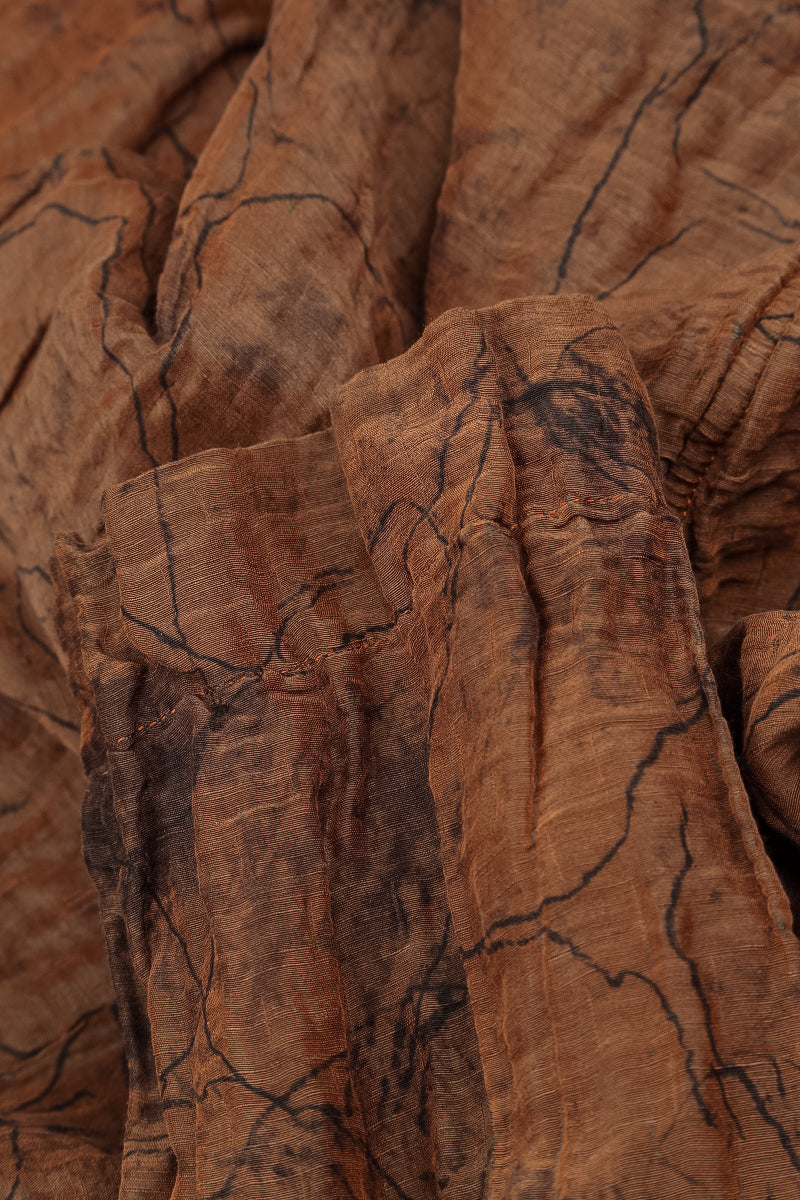 Side Pockets Crinkled Aged Copper Marble Silk Linen Blouse 5