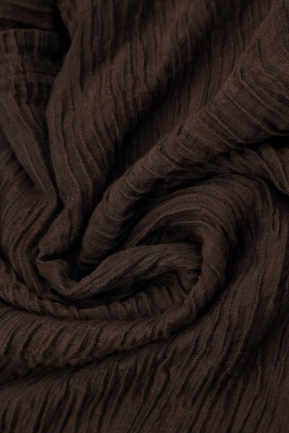 Romantic Crinkled Truffle Brown Silk Dress 5