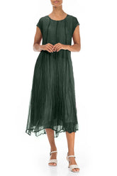 Sage Crumpled Silk Chiffon Dress 4