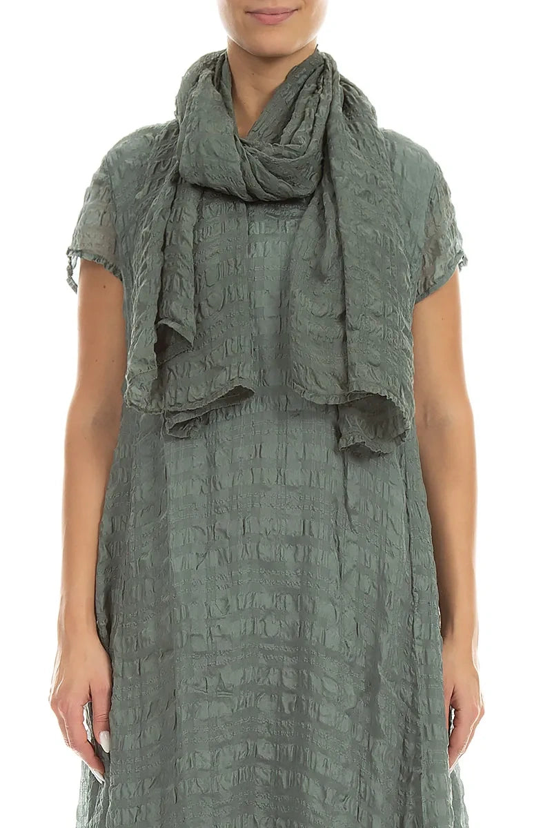 Sage Light Textured Silk Scarf 1