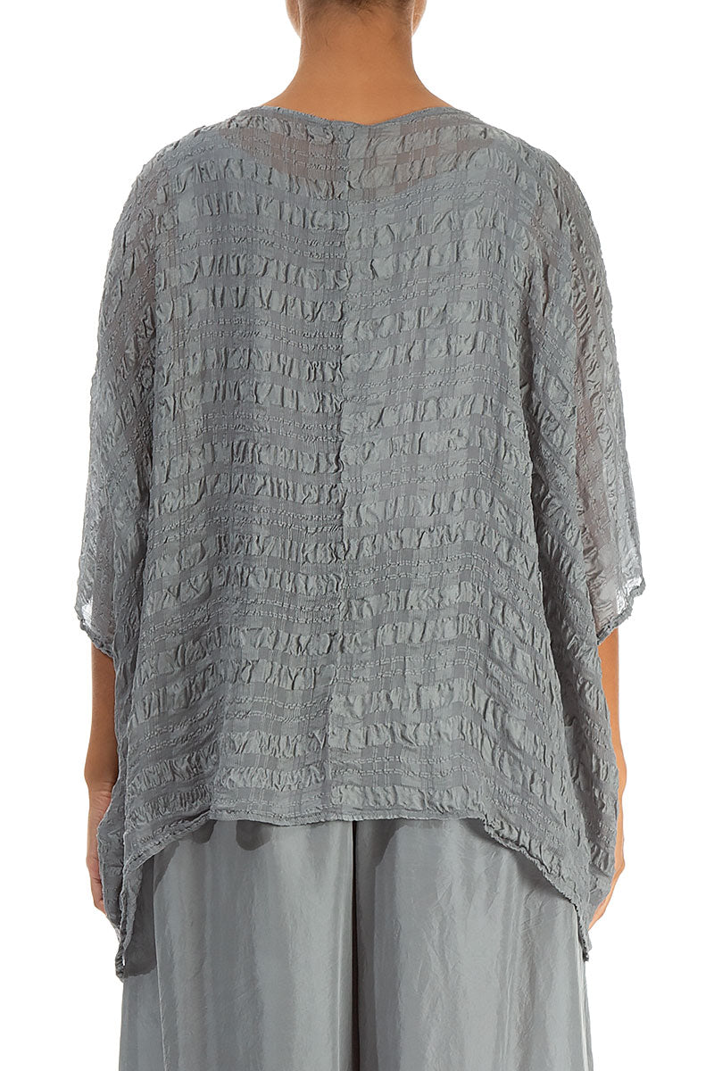 Sage Textured Kaftan Silk Blouse