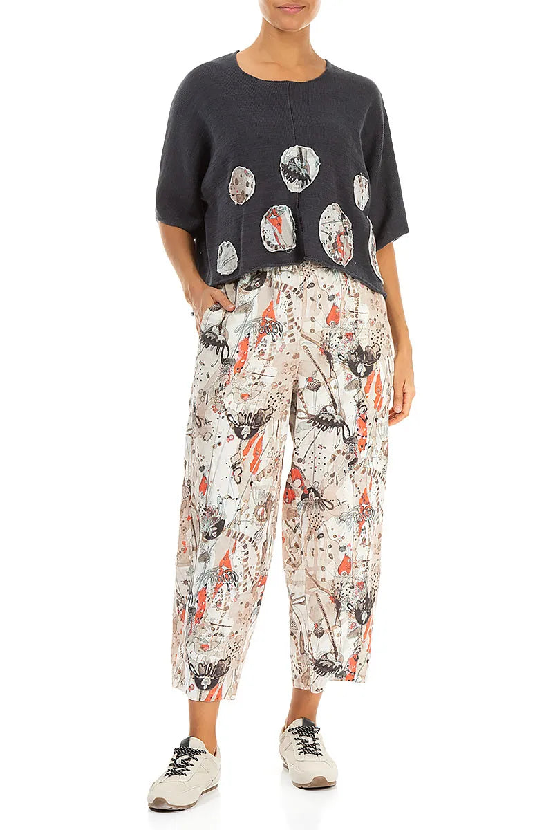 Savannah Patch Décor Graphite Linen Jumper 4