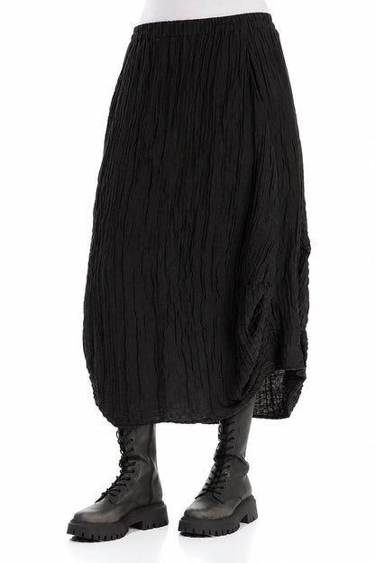 Sculpted Hem Black Crinkled Skirt 3