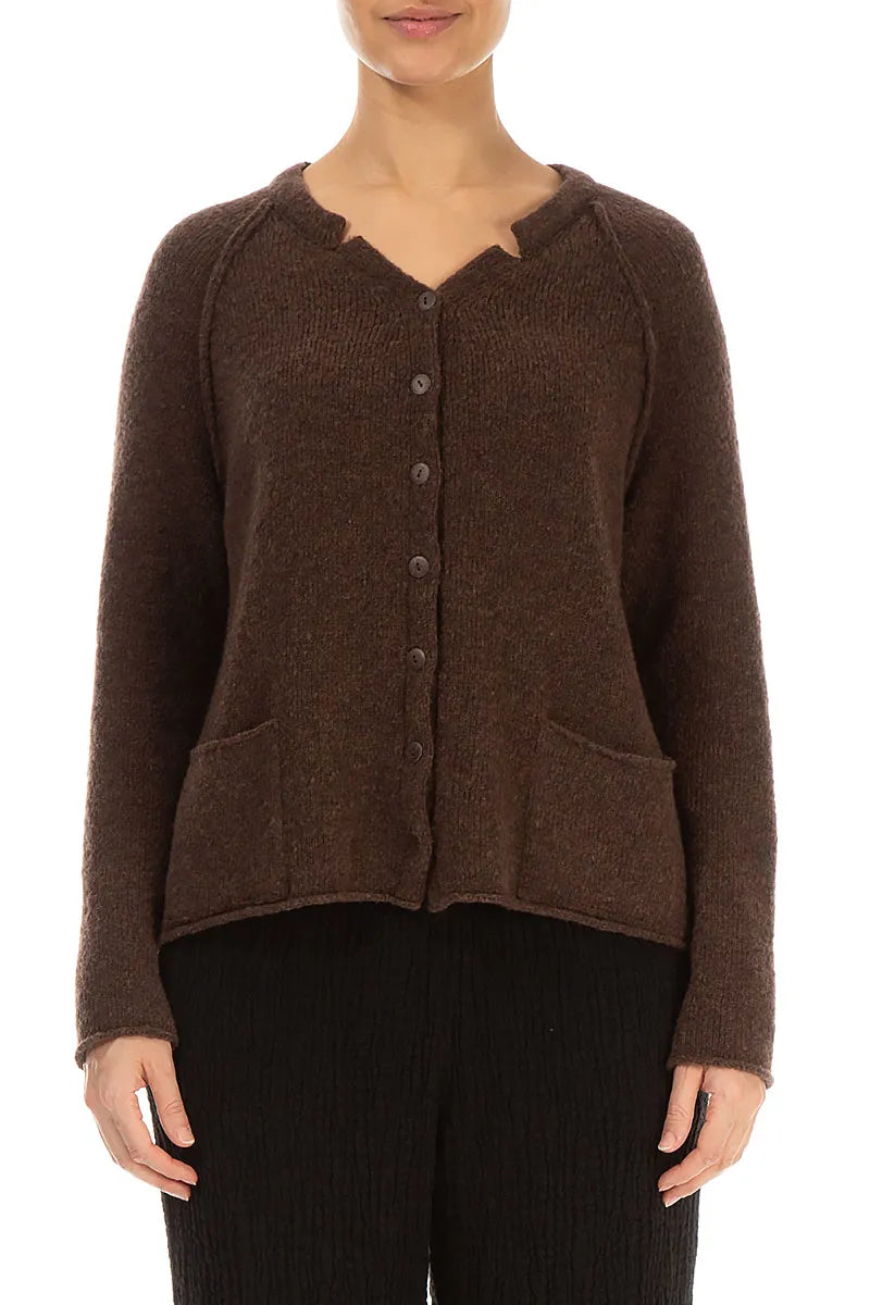 Seam Detail Brown Wool Cardigan 1
