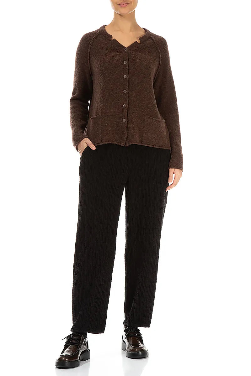 Seam Detail Brown Wool Cardigan 4