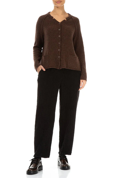 Seam Detail Brown Wool Cardigan 4