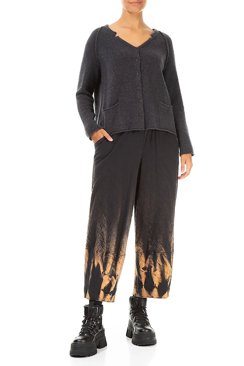 Seam Detail Dark Grey Wool Cardigan