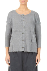 Seam Detail Grey Linen Cardigan 1