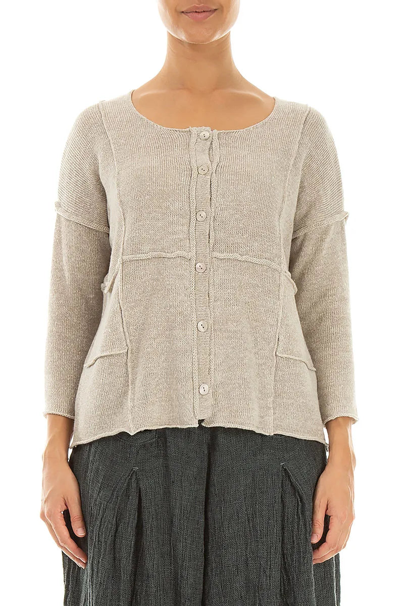 Seam Detail Natural Linen Cardigan