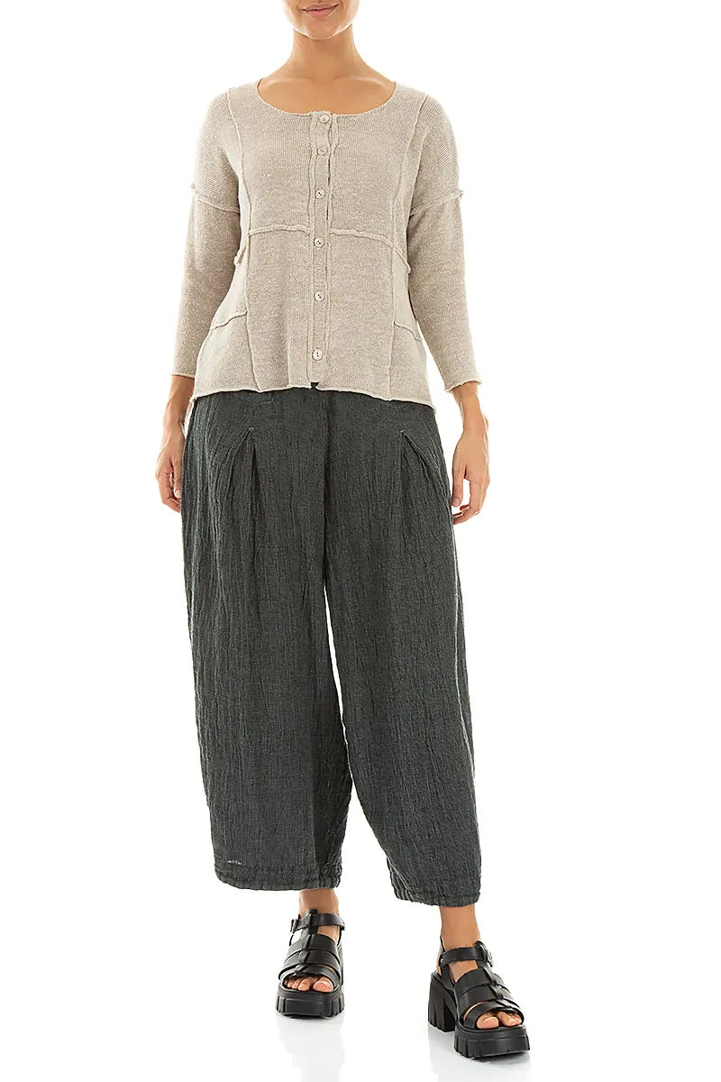 Naht-Detail Cardigan aus Naturleinen