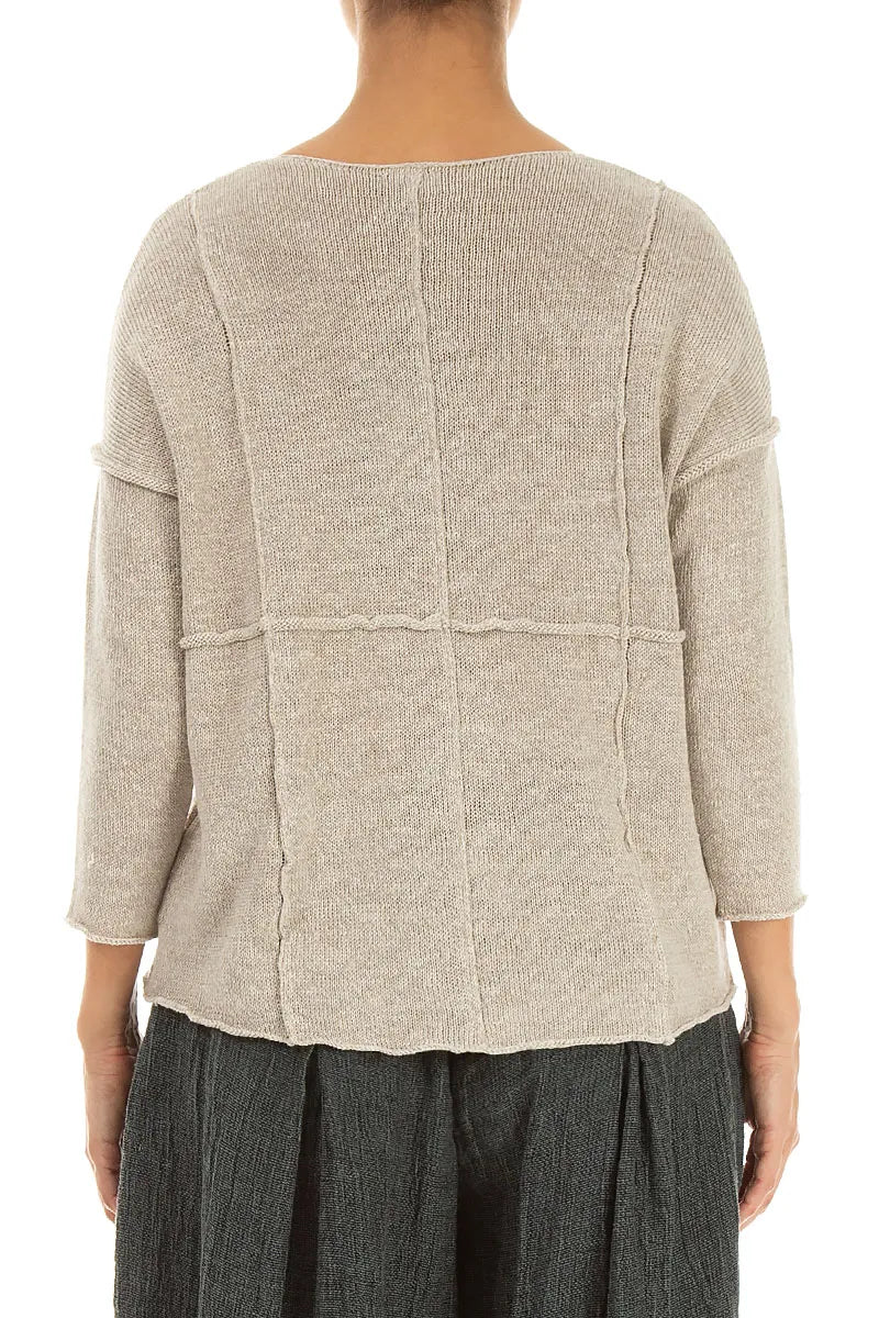Seam Detail Natural Linen Cardigan