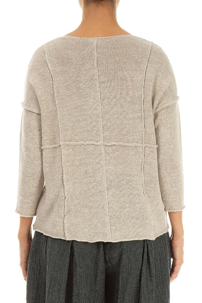 Naht-Detail Cardigan aus Naturleinen