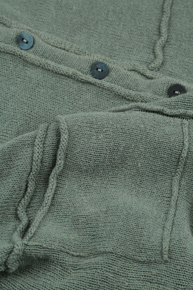 Nahtdetail Salbei Leinen-Cardigan