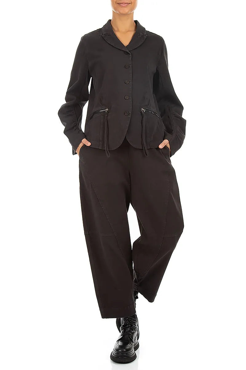 Seamed Black Denim Cotton Trousers 4