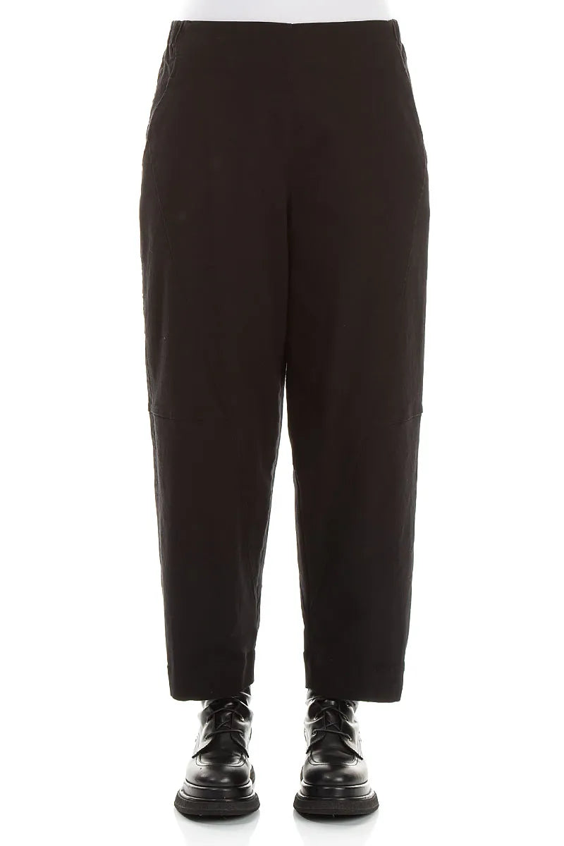 Seamed Black Denim Cotton Trousers