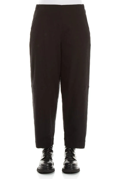 Seamed Black Denim Cotton Trousers
