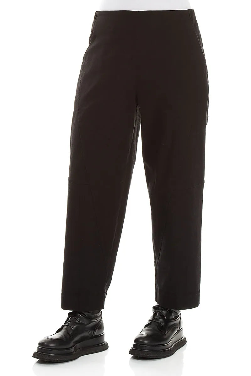 Seamed Black Denim Cotton Trousers 3