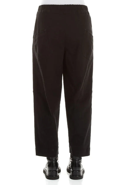 Seamed Black Denim Cotton Trousers