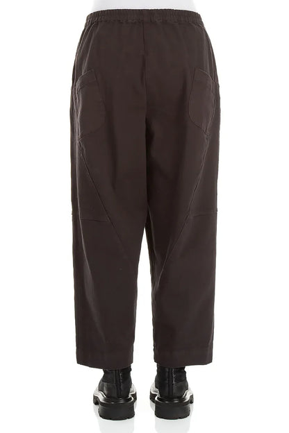 Seamed Warm Charcoal Stretch Cotton Trousers