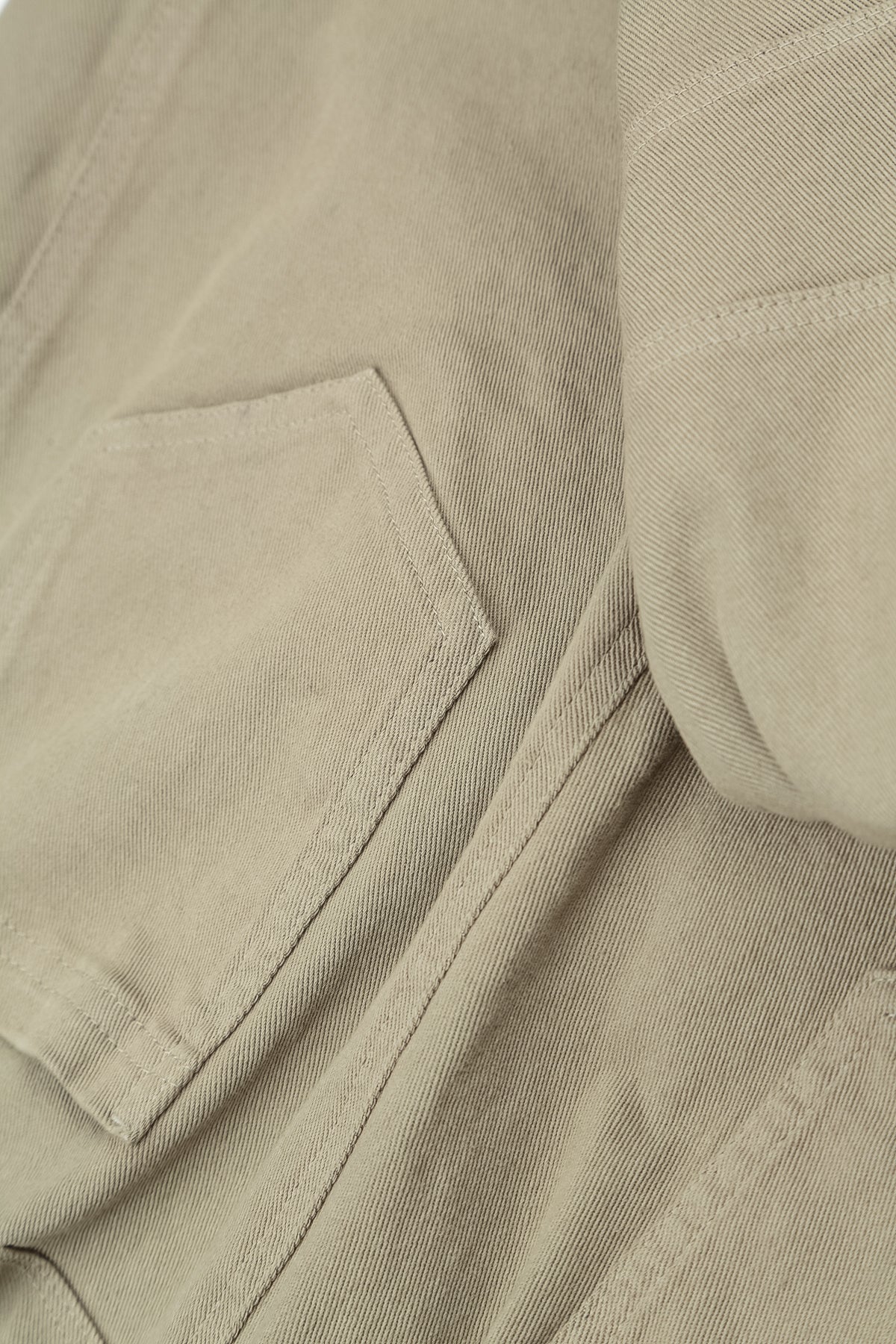 Seamed Olive Grey Denim Cotton Trousers