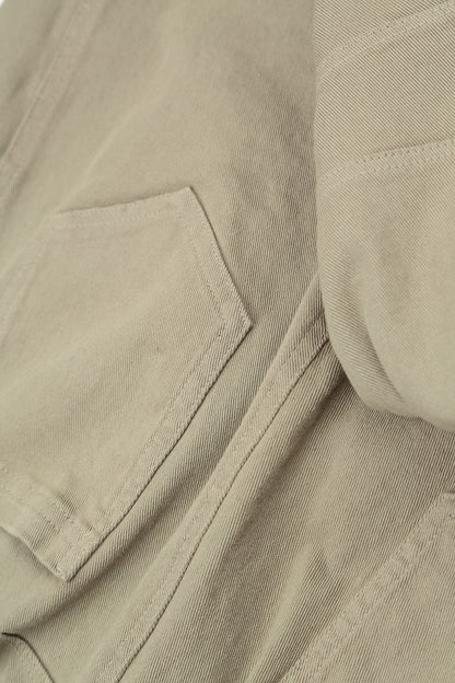 Seamed Olive Grey Denim Cotton Trousers