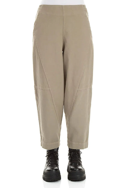 Seamed Olive Grey Denim Cotton Trousers