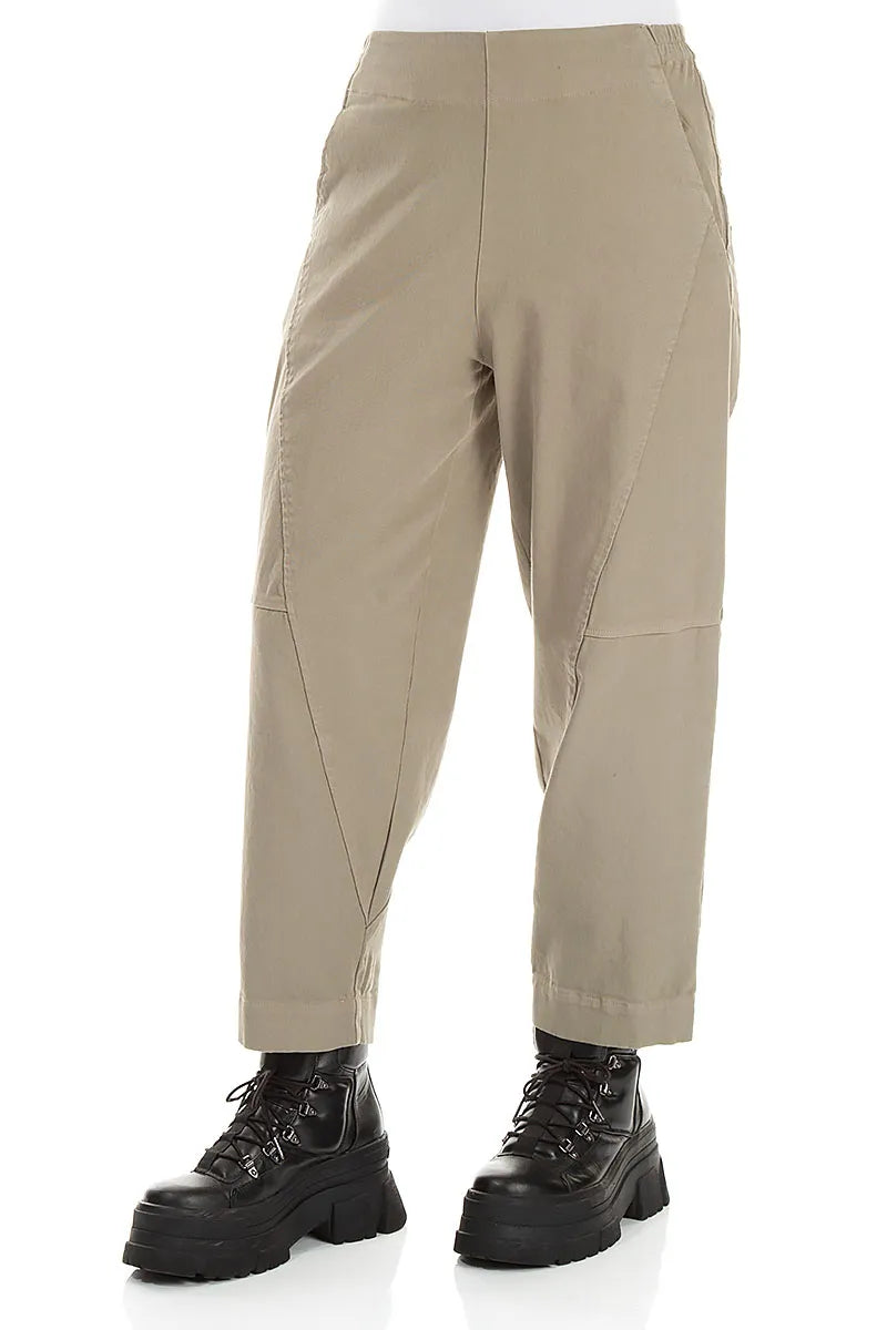Seamed Olive Grey Denim Cotton Trousers 3