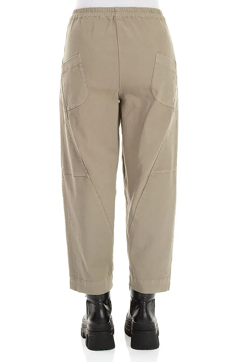 Seamed Olive Grey Denim Cotton Trousers