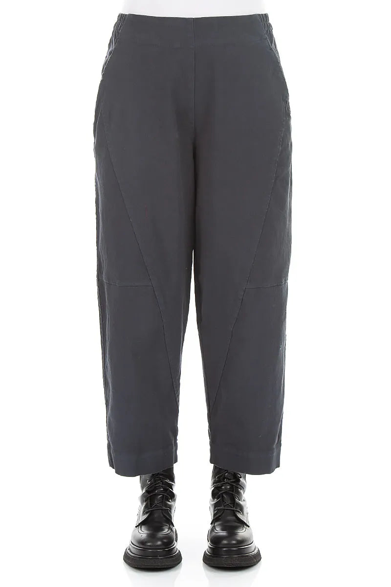 Seamed Slate Denim Cotton Trousers