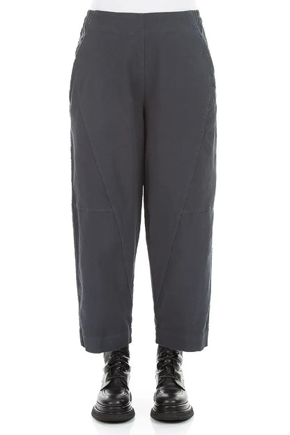 Seamed Slate Denim Cotton Trousers