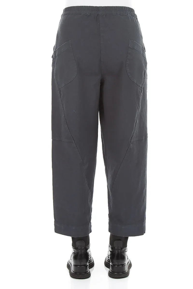 Seamed Slate Denim Cotton Trousers 2