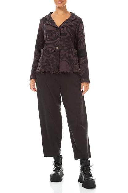 Seamed Truffle Brown Denim Cotton Trousers