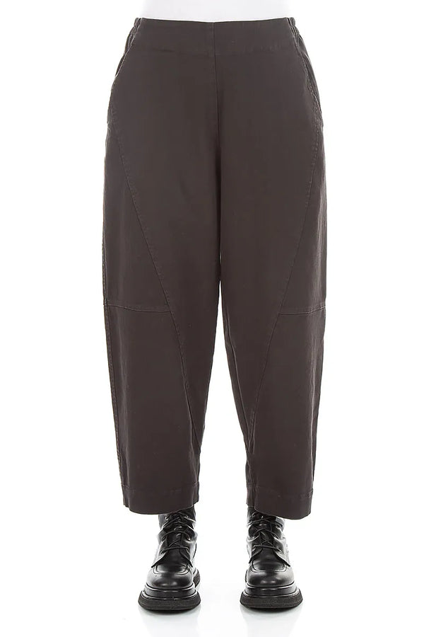 Seamed Warm Charcoal Stretch Cotton Trousers