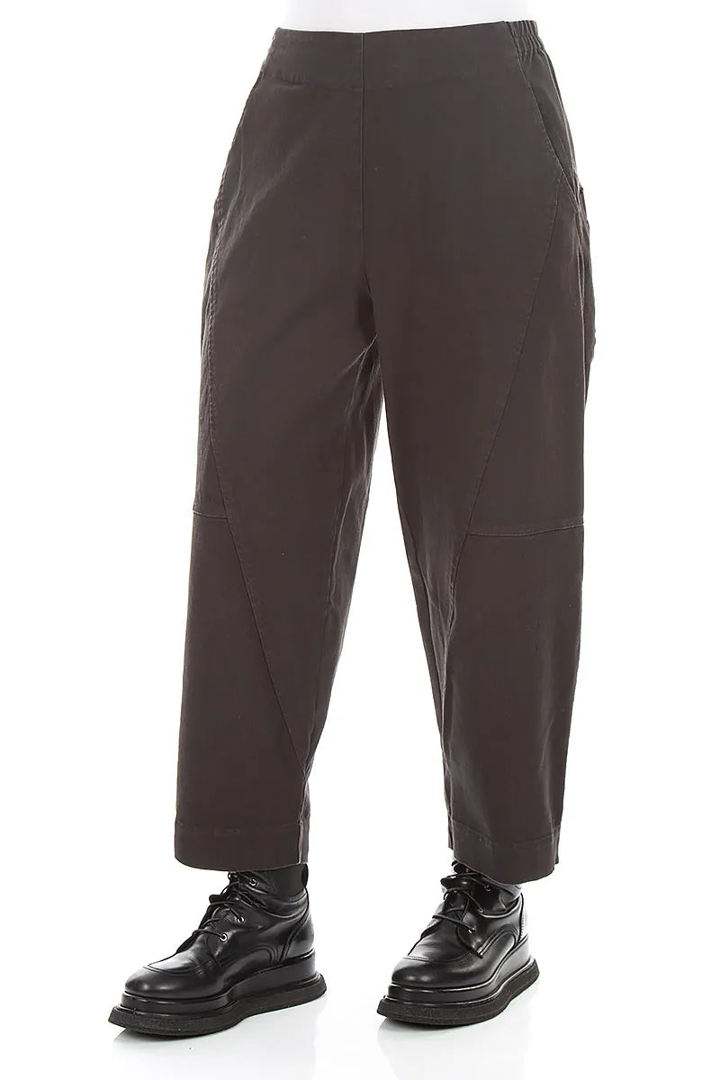 Seamed Warm Charcoal Stretch Cotton Trousers 3