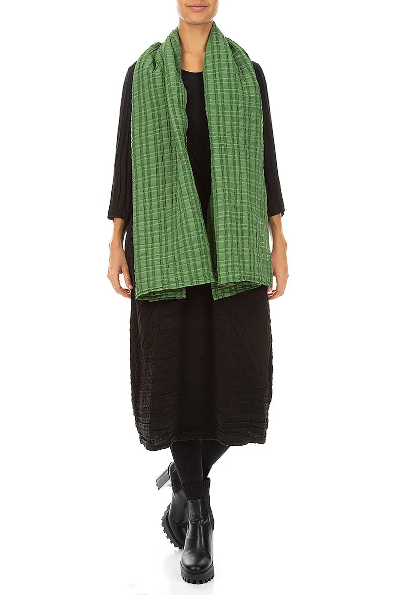 Shamrock Green Checkered Linen Cotton Scarf
